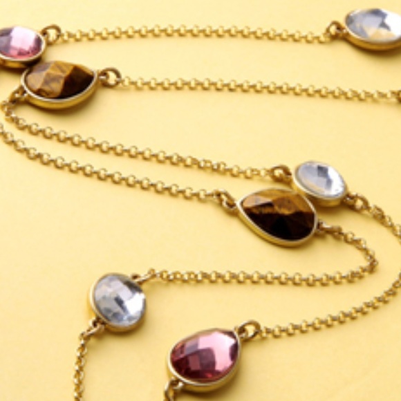 Long Faceted Glass Bead Sweater Chain Necklace - Picture 6 of 8